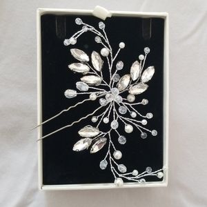 Golden Ribbon bridal silver hairpin